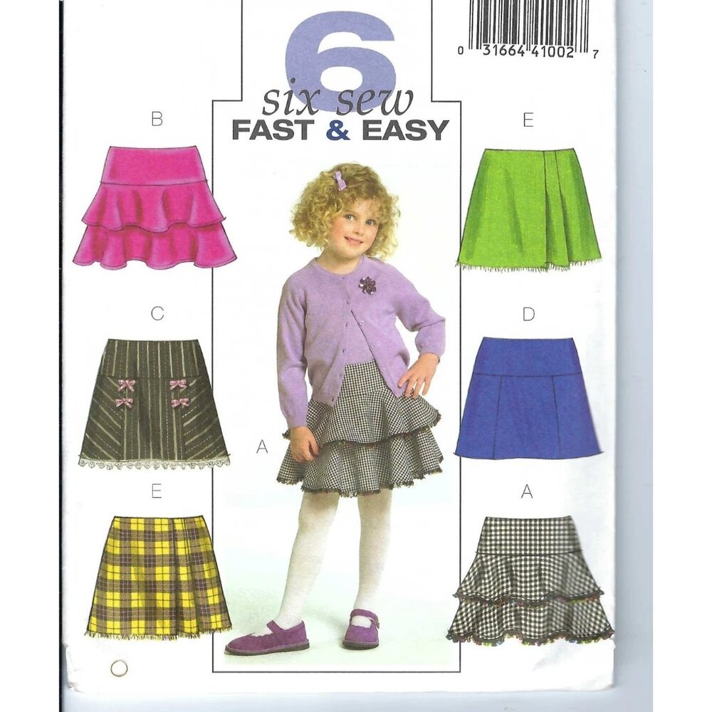 Butterick B4843 Girls Skirt Sewing Pattern Size 6-8 Fast & Easy